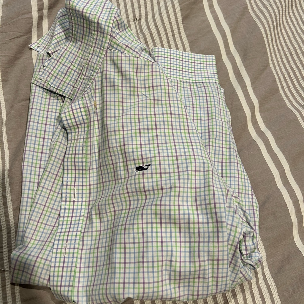 Vineyard Vines Green And White Casual Button Down Shirt